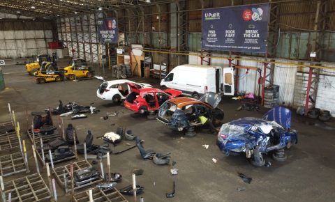 Internal view of yard recycling vehicles
