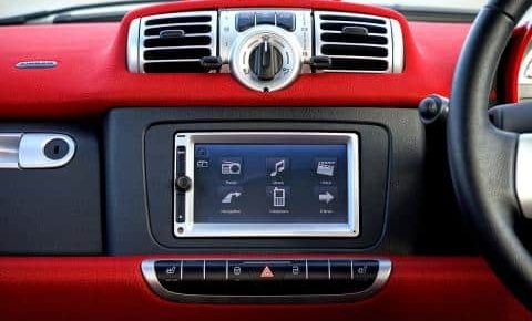 A Red And Black Car Dashboard